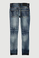 Boys Whiskered Patch and Repair Jeans, Blue, Size 20