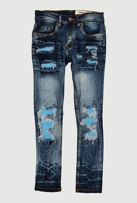 Boys Mineral Wash Rip and Repair Jeans, Blue, Size 12