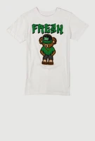 Boys Chenille Fresh Bear Patch Graphic Tee, White, Size M