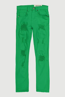 Boys Patch and Repair Jeans, Green, Size 12