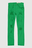 Boys Patch and Repair Jeans, Green, Size 12