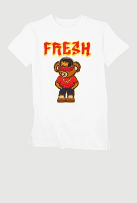 Boys Fresh Bear Chenille Graphic Tee, White, Size 18-20