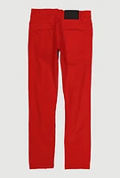 Boys Solid Distressed Jeans, Red,