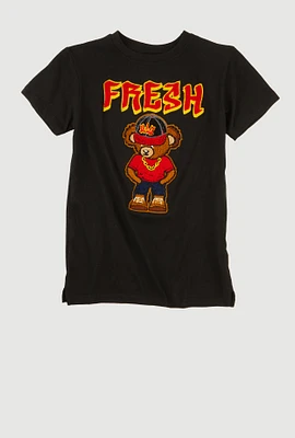 Boys Chenille Fresh Patch Graphic Tee, Black,