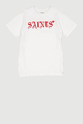 Boys Embroidered Saints and Sinners Graphic Tee, White, Size 18-20