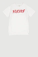 Boys Embroidered Saints and Sinners Graphic Tee, White, Size 18-20