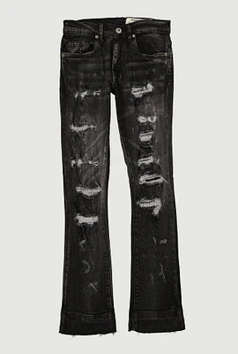 Boys Mineral Wash Sinners X Saints Distressed Jeans, Grey, Size 18