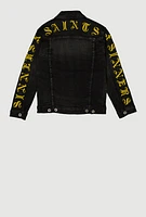 Boys Sinners X Saints Distressed Denim Jacket, Black, Size 8