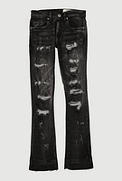 Boys Mineral Wash Sinners X Saints Patch and Repair Jeans, Grey, Size 16