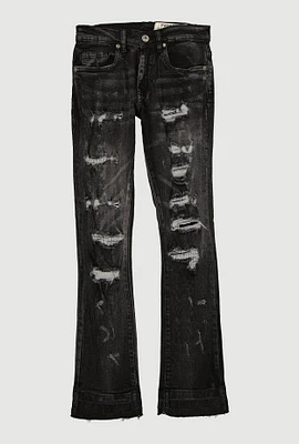 Boys Mineral Wash Sinners X Saints Patch and Repair Jeans, Grey,