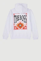 Boys The Boss Graphic Hoodie, White, Size 18-20