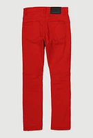 Boys Distressed Moto Skinny Jeans, Red, Size 10