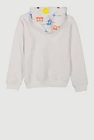 Boys DLXE Drip Pattern Hooded Sweatshirt, White, Size 18-20