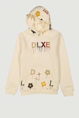 Boys DLXE Drip Hooded Sweatshirt, Beige, Size 10-12