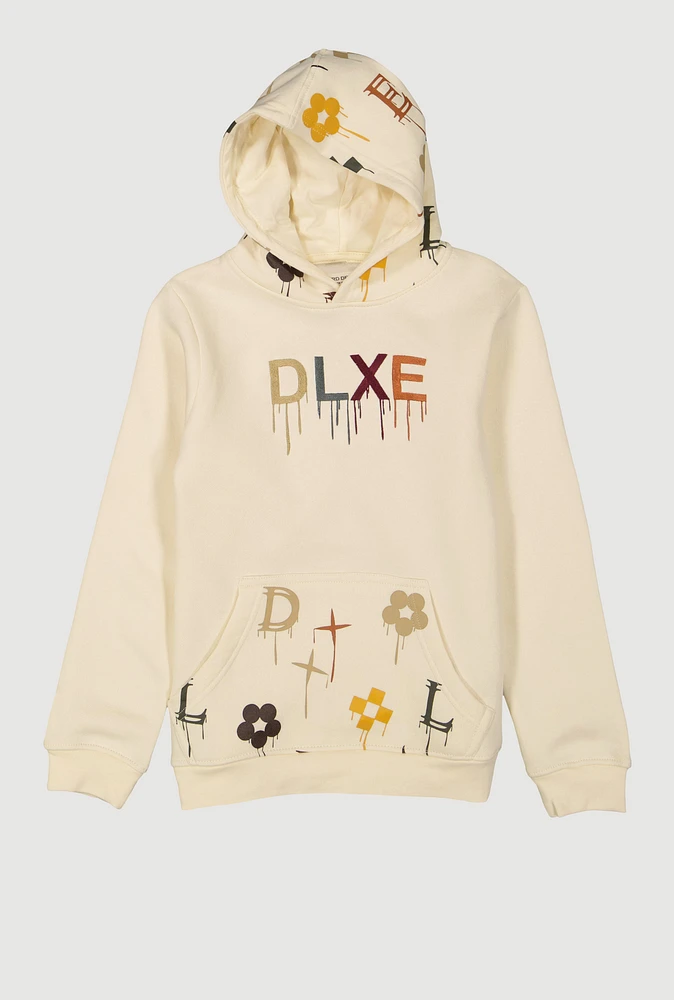 Boys DLXE Drip Hooded Sweatshirt, Beige, Size 14-16