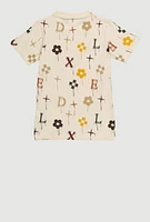 Boys Drip Printed Pattern T Shirt, Beige, Size 18-20