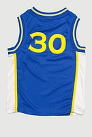 Little Boys Graphic Basketball Jersey, Blue, Size 7