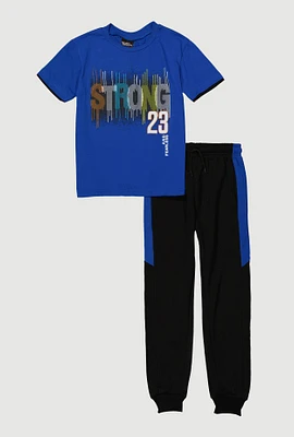 Boys Strong 23 Tee and Joggers, Blue, Size 12-14