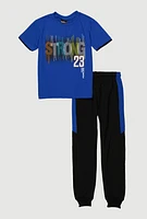 Boys Strong 23 Tee and Joggers, Blue, Size 12-14