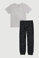 Boys Mamas Boy Graphic Tee and Sweatpants, Grey, Size 12-14
