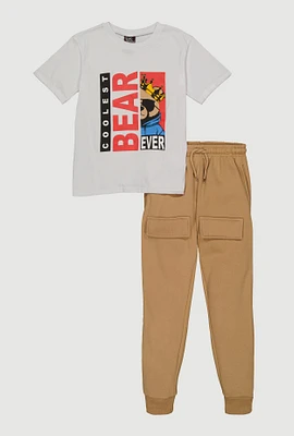Boys Coolest Bear Ever Tee and Joggers, Multi, Size 16-18