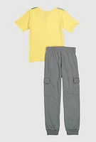 Boys Fresh Tee and Cargo Joggers, Yellow, Size 12-14