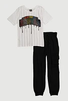 Boys Hustle Graphic Tee and Cargo Joggers, Multi, Size 8-10