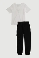 Boys Hustle Graphic Tee and Cargo Joggers, Multi, Size 12-14