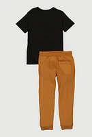 Boys Bear Graphic Tee and Moto Joggers, Multi, Size 12