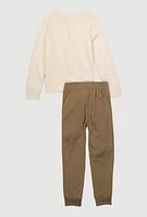 Boys Puma Graphic Sweatshirt and Joggers, Khaki, Size 14-16