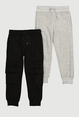 Little Boys Fleece Cargo Joggers 2 Pack, Multi,