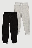 Little Boys Fleece Cargo Joggers 2 Pack, Multi,