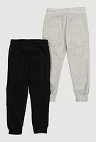 Little Boys Fleece Cargo Joggers 2 Pack, Multi,