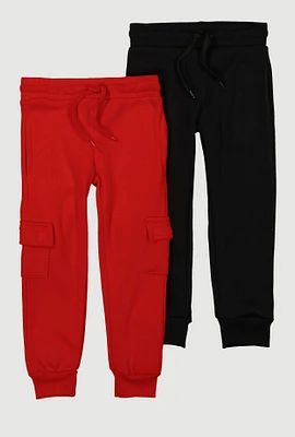 Little Boys Cargo Pocket Joggers 2 Pack, Multi, Size 7