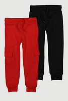 Little Boys Cargo Pocket Joggers 2 Pack, Multi, Size 7