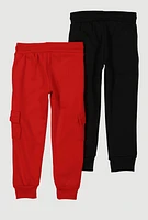 Little Boys Cargo Pocket Joggers 2 Pack, Multi, Size 7