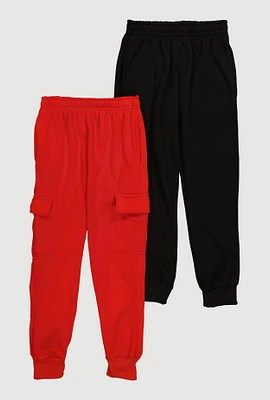 Boys Cargo Joggers 2 Pack, Multi, Size 8-10