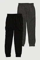 Boys Cargo Joggers 2 Pack, Multi, Size 16-18