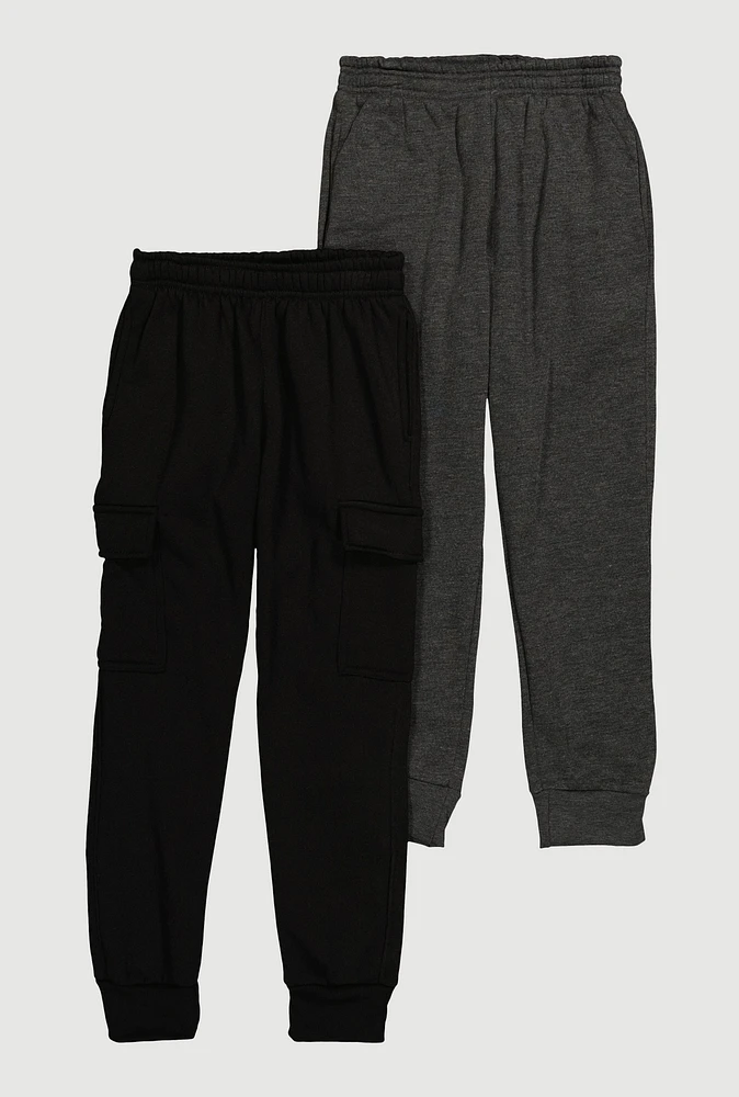 Boys Cargo Joggers 2 Pack, Multi,