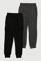 Boys Cargo Joggers 2 Pack, Multi,