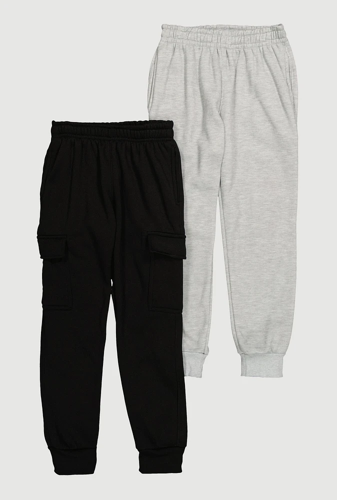 Boys Cargo Joggers 2 Pack, Multi, Size 16-18