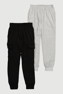 Boys Cargo Joggers 2 Pack, Multi, Size 16-18
