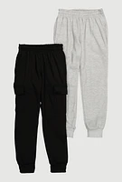 Boys Cargo Joggers 2 Pack, Multi, Size 16-18
