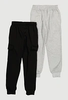 Boys Cargo Joggers 2 Pack, Multi, Size 16-18