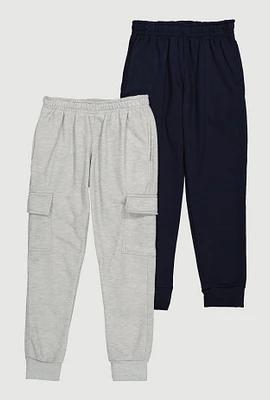 Boys Cargo Joggers 2 Pack, Multi,