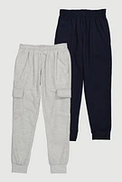 Boys Cargo Joggers 2 Pack, Multi,