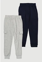 Boys Cargo Joggers 2 Pack, Multi,