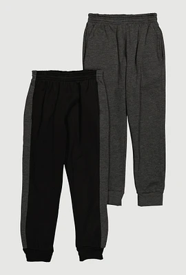 Boys Side Stripe Joggers 2 Pack, Multi,