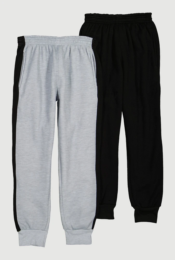 Boys Side Stripe Joggers 2 Pack, Multi, Size 12-14