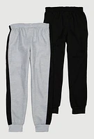 Boys Side Stripe Joggers 2 Pack, Multi,